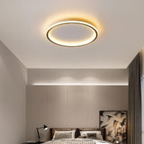 Modern Round LED Ceiling Light Ultra Thin Black Flush Mount Fixture for Bedrooms