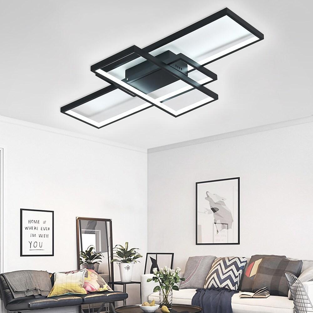 Modern Rectangular 3 Tier LED Flush Mount Ceiling Lamp Large Geometric Integrated Lighting Fixture