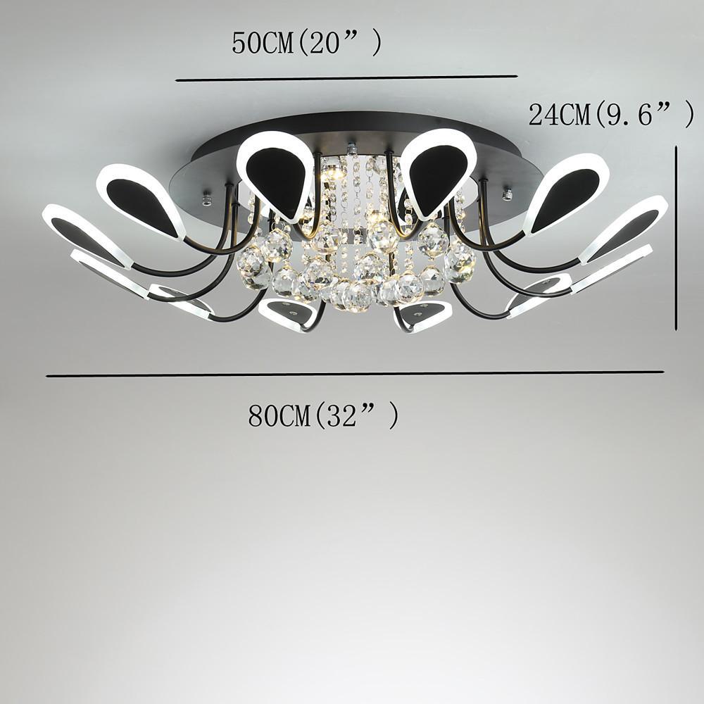 Modern Flower Petal Dimmable LED Crystal Flush Mount Ceiling Lamp