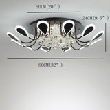 Modern Flower Petal Dimmable LED Crystal Flush Mount Ceiling Lamp