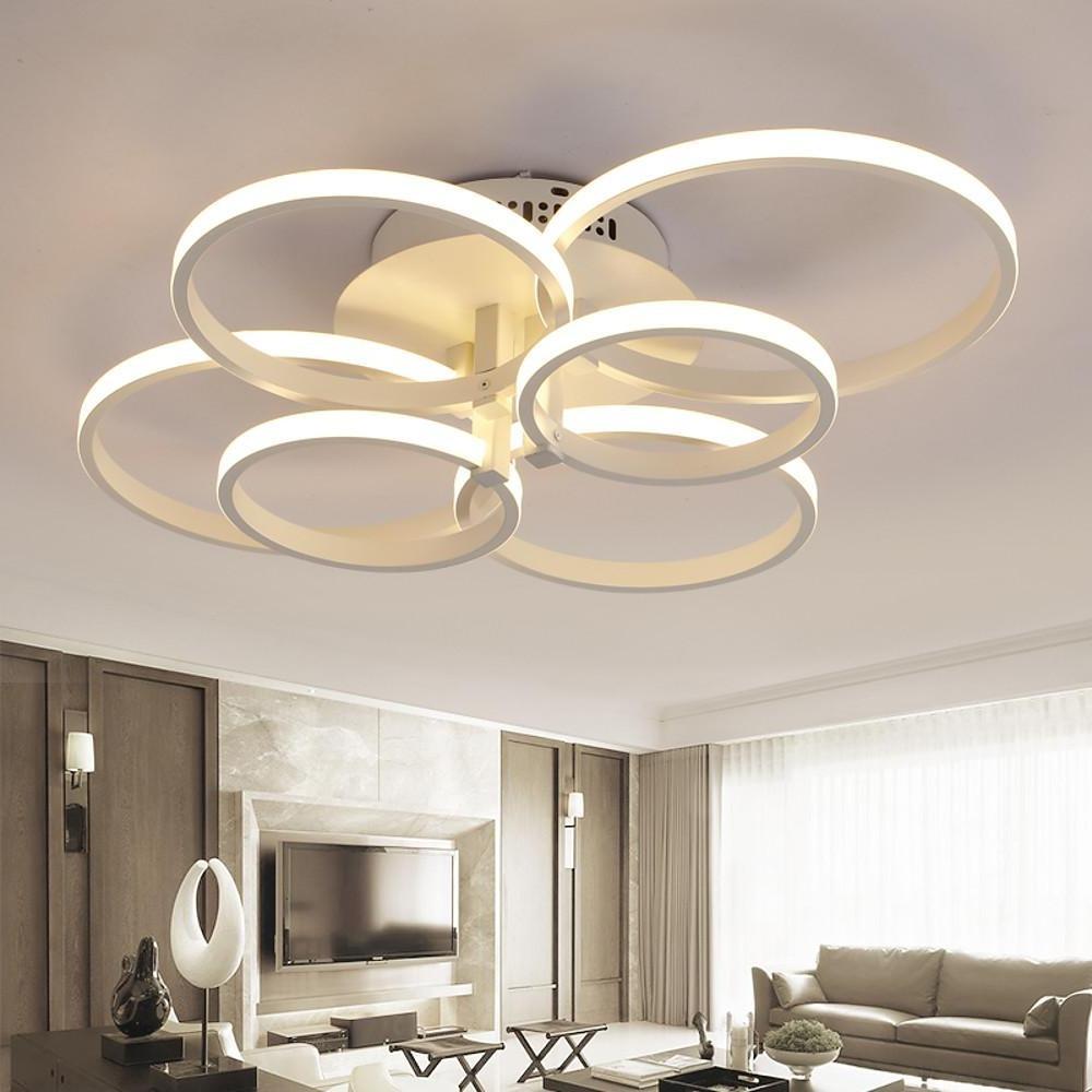 Contemporary 6 Light LED Flush Mount Ceiling Lamp with Metal and Silica Gel Geometric Design