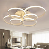 Contemporary 6 Light LED Flush Mount Ceiling Lamp with Metal and Silica Gel Geometric Design