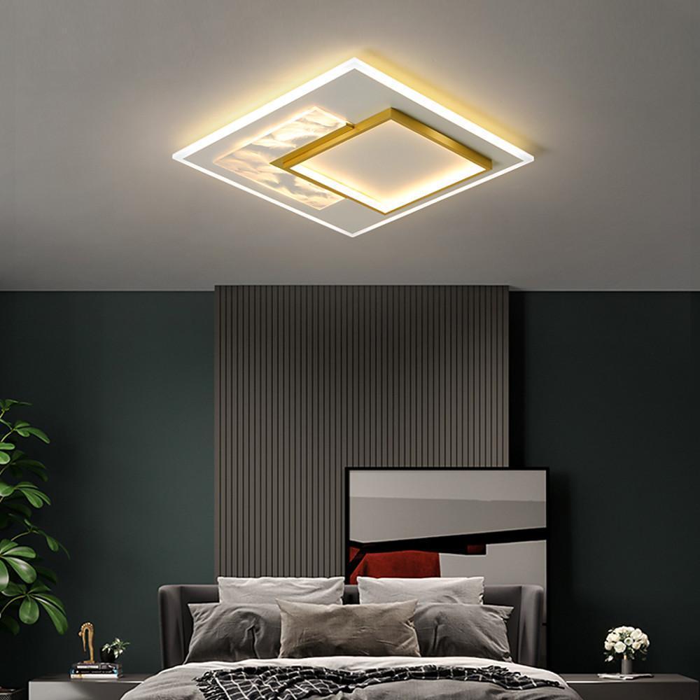 Modern Geometric Square Pattern Metal LED Flush Mount Ceiling Light Fixture