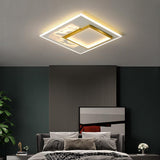 Modern Geometric Square Pattern Metal LED Flush Mount Ceiling Light Fixture