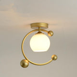Modern Nordic Glass Globe Flush Mount Ceiling Light for Kitchen Sink Artistic Metal Fixture