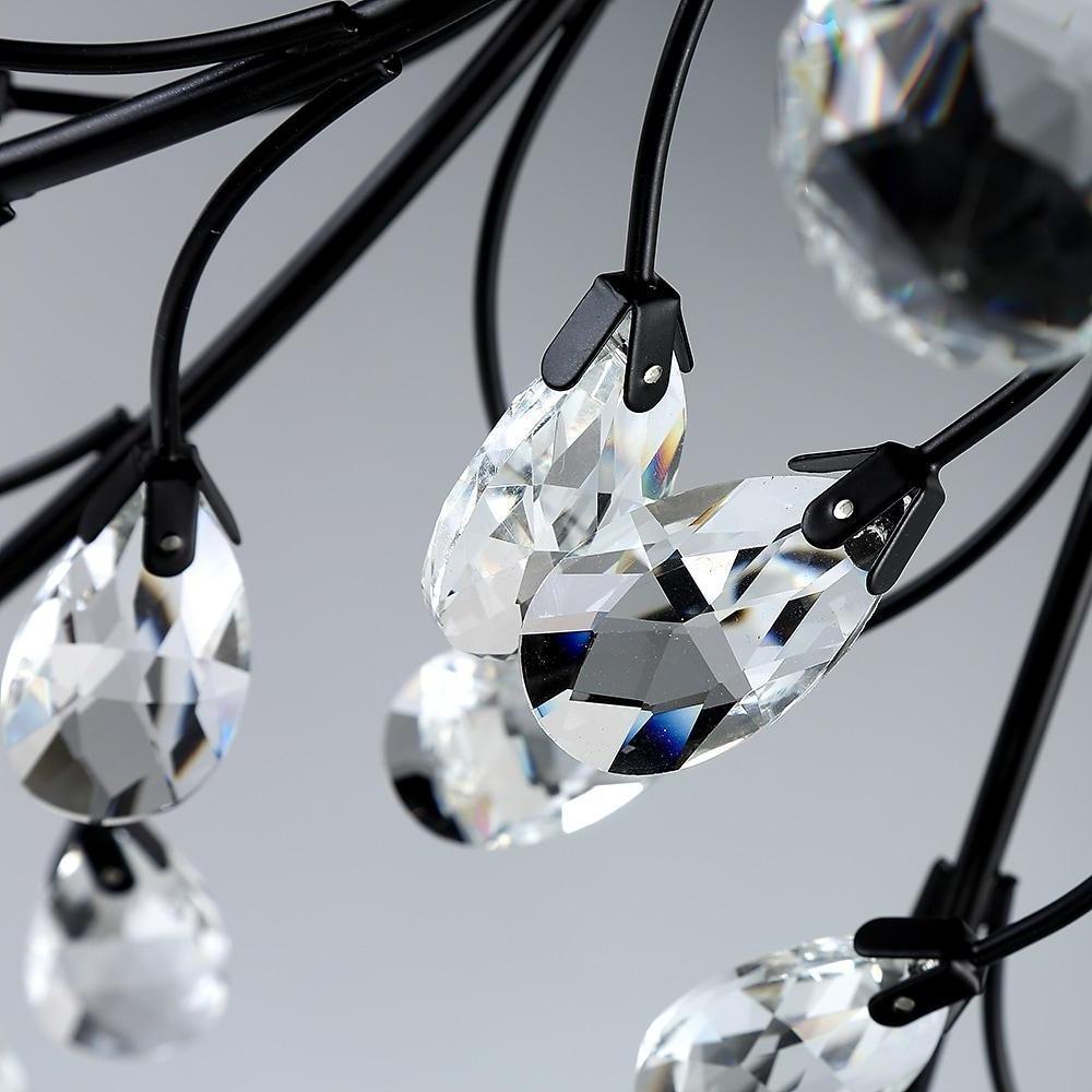 Vintage Crystal Leaf Flush Mount Ceiling Chandelier with Antique Brass Finish and Iron Glass Elements