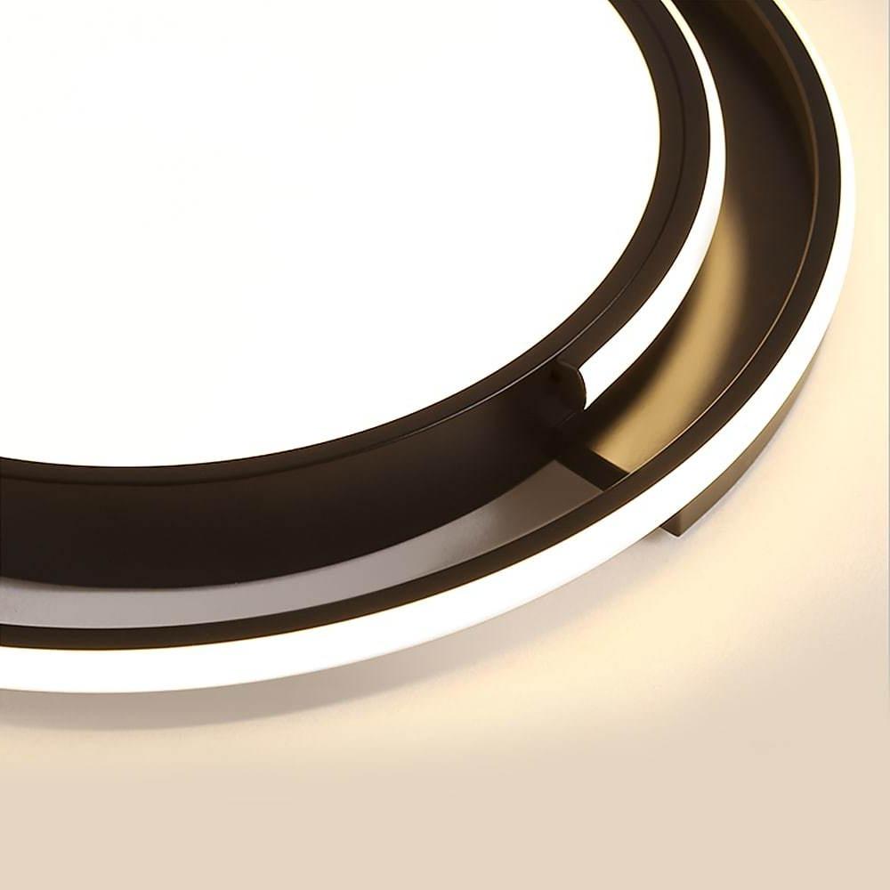 Modern Circular Black Flush Mount LED Ceiling Light Nordic Dimmable Round Fixture 20 Inch