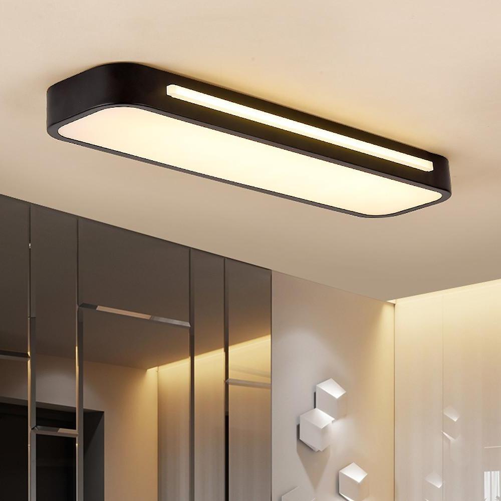 Modern 19 Inch Long Oval LED Flush Mount Ceiling Light Minimalist Rectangular Metal Fixture for Home