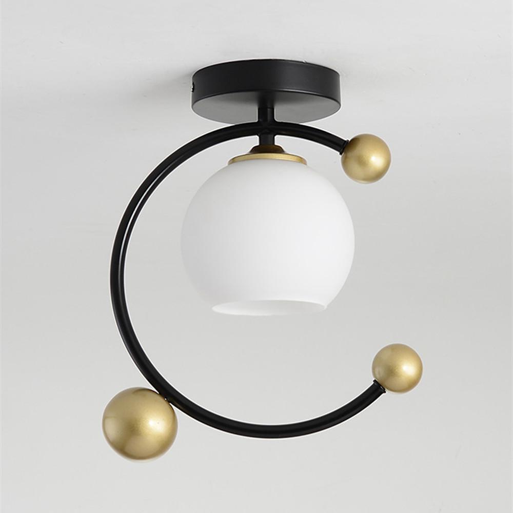 Modern Nordic Glass Globe Flush Mount Ceiling Light for Kitchen Sink Artistic Metal Fixture