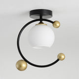 Modern Nordic Glass Globe Flush Mount Ceiling Light for Kitchen Sink Artistic Metal Fixture