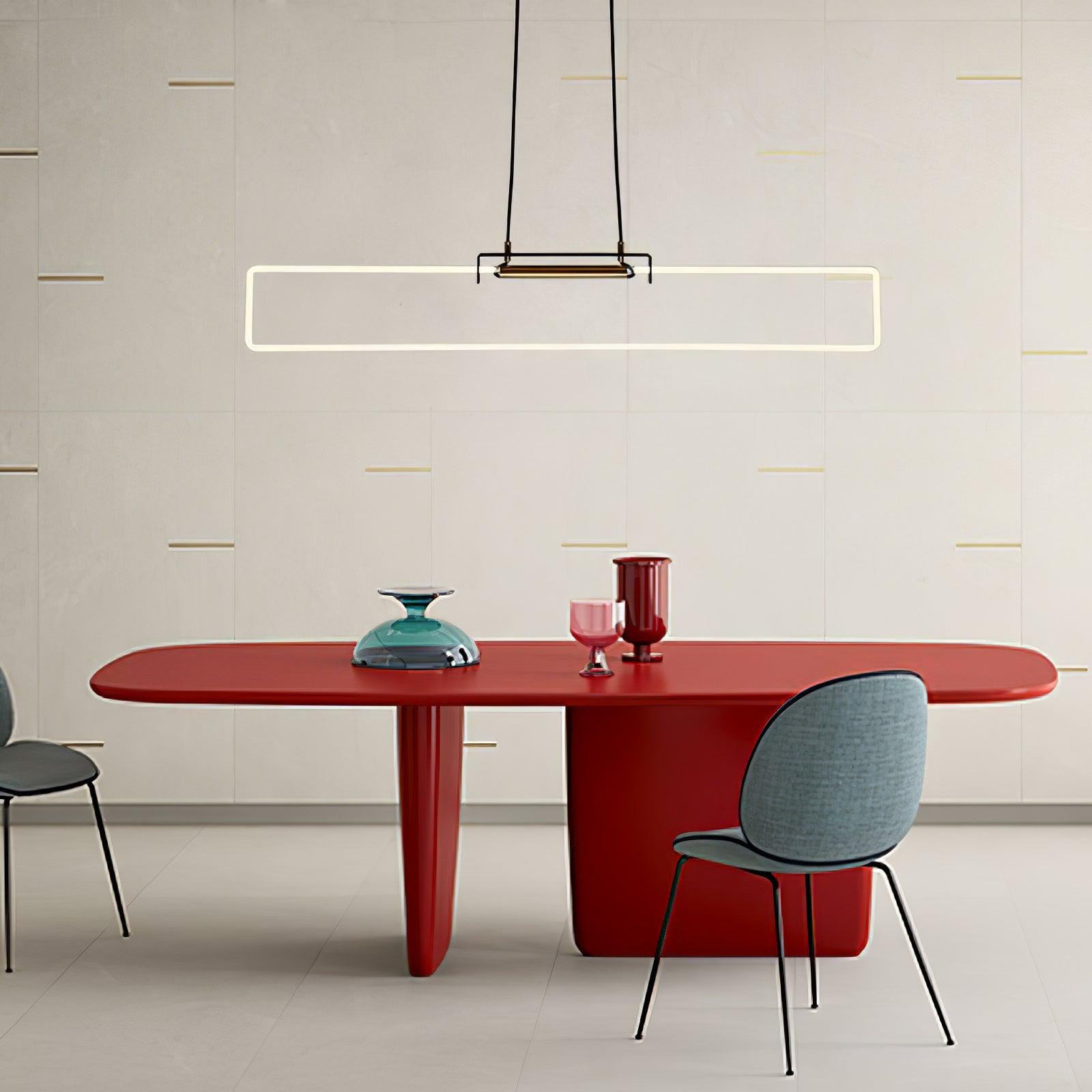 RA Modern Linear Glass Neon Pendant Light for Dining Table and Minimalist Office