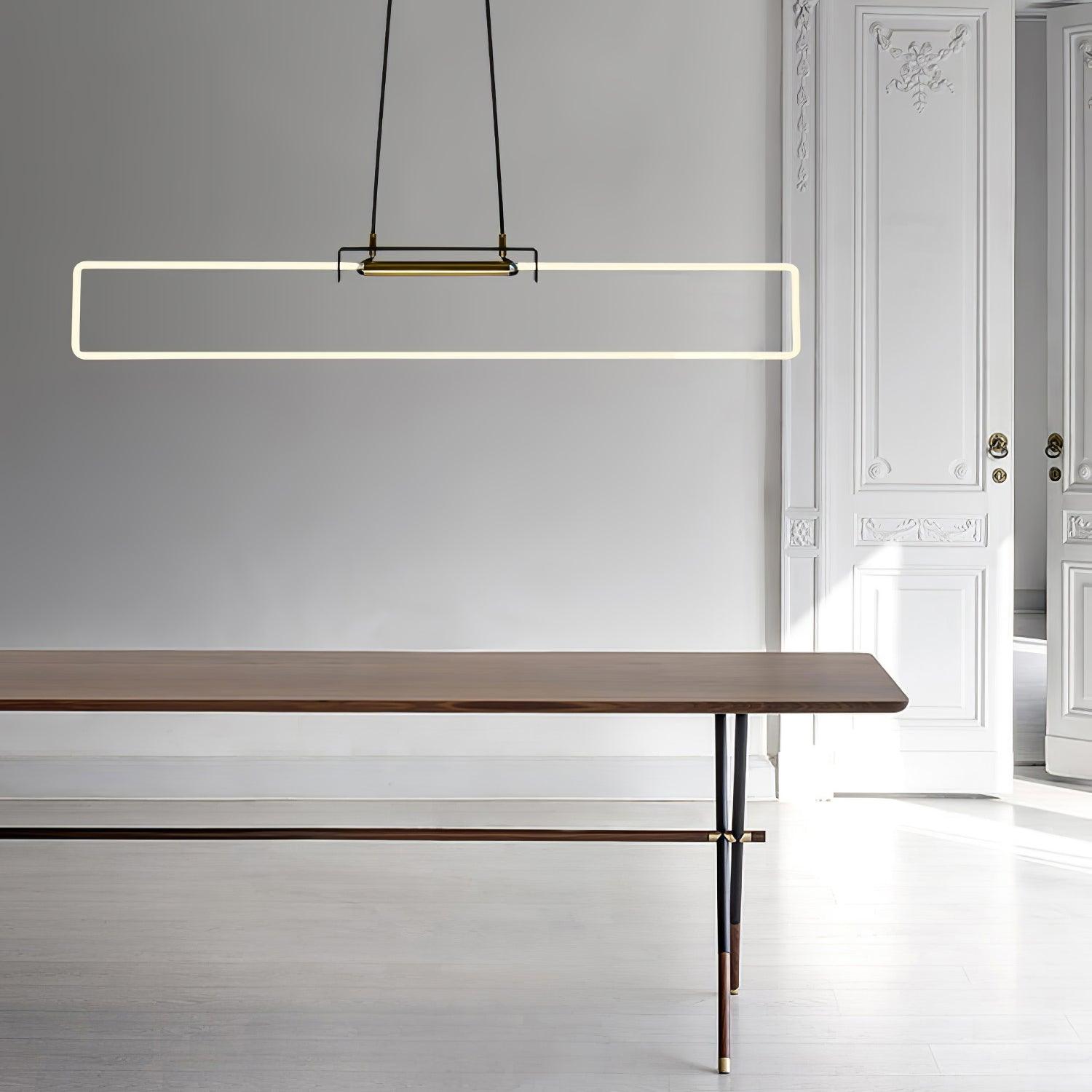 RA Modern Linear Glass Neon Pendant Light for Dining Table and Minimalist Office