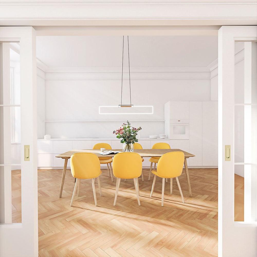 RA Modern Linear Glass Neon Pendant Light for Dining Table and Minimalist Office