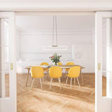 RA Modern Linear Glass Neon Pendant Light for Dining Table and Minimalist Office
