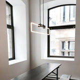 RA Modern Linear Glass Neon Pendant Light for Dining Table and Minimalist Office