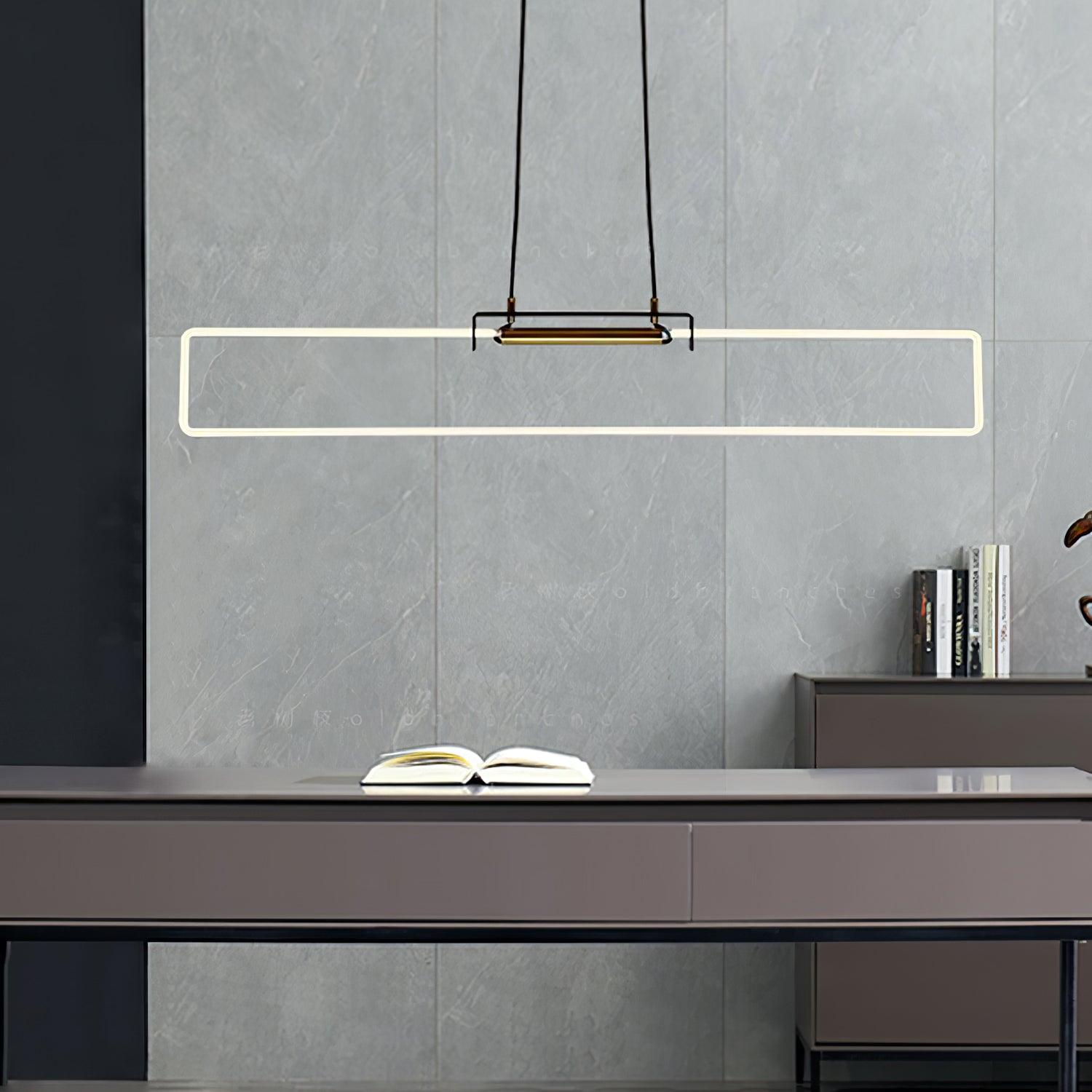 RA Modern Linear Glass Neon Pendant Light for Dining Table and Minimalist Office
