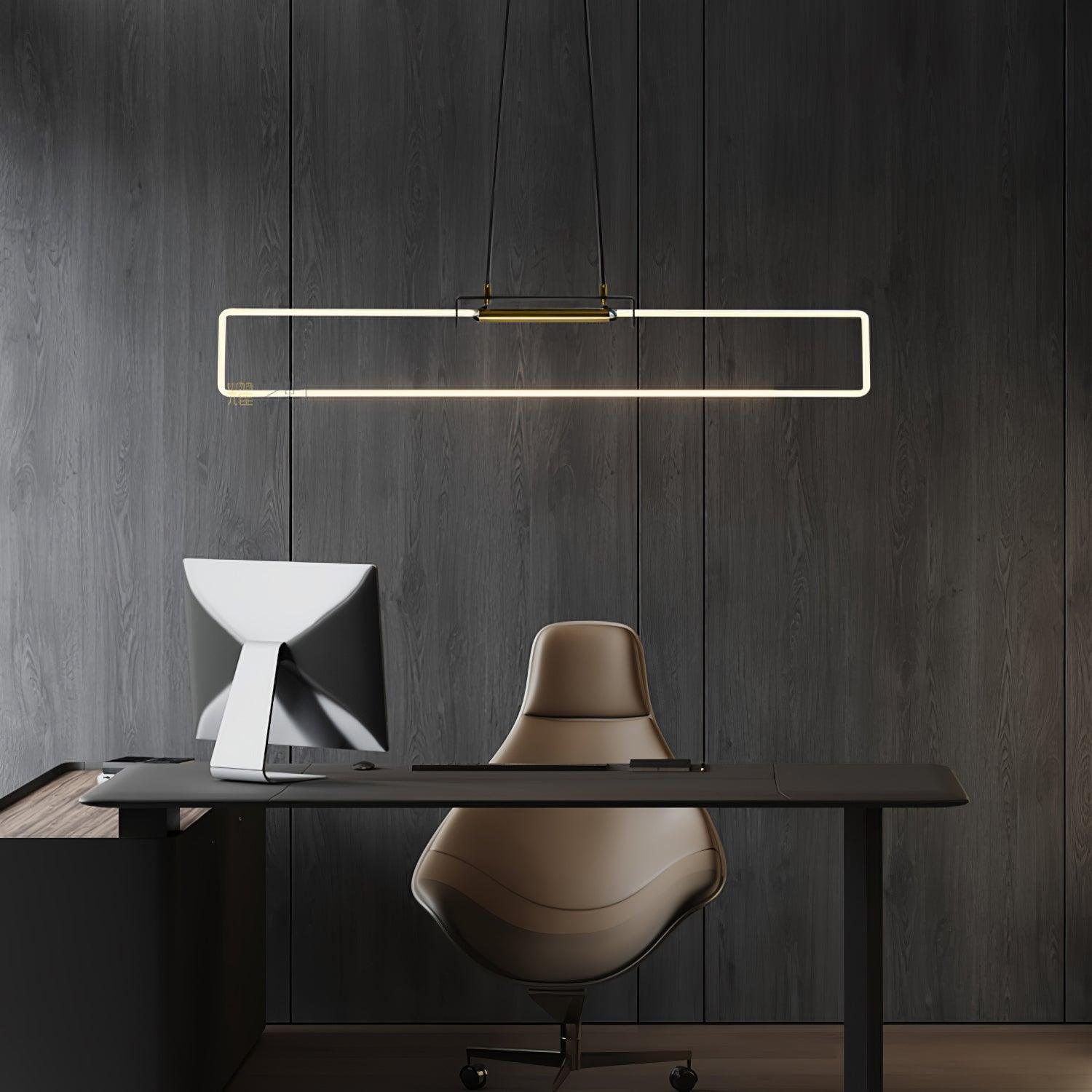 RA Modern Linear Glass Neon Pendant Light for Dining Table and Minimalist Office