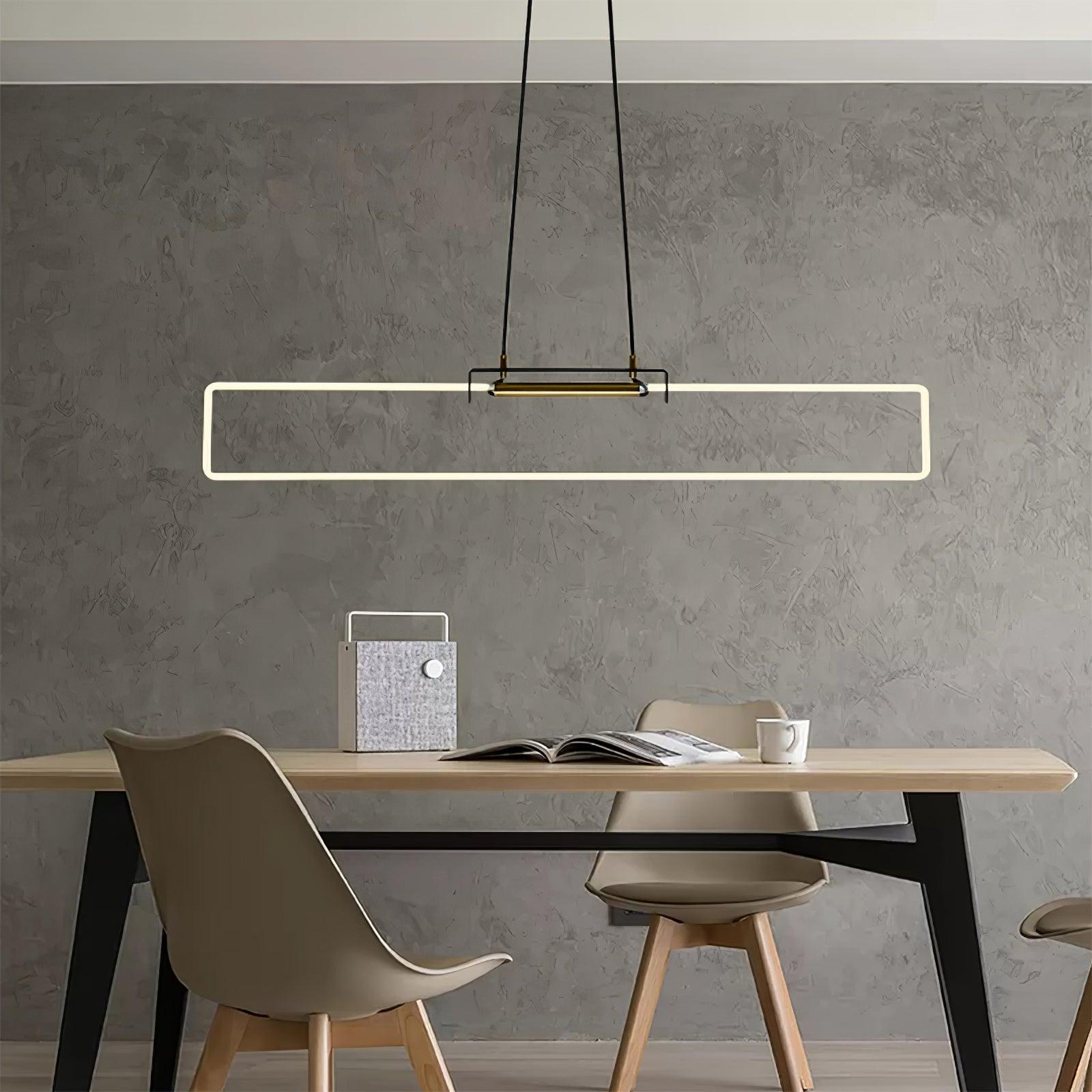 RA Modern Linear Glass Neon Pendant Light for Dining Table and Minimalist Office