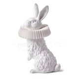 Whimsical Rabbit Animal Figurine Table Lamp with Ruffle Collar and LED Illumination for Modern Interiors