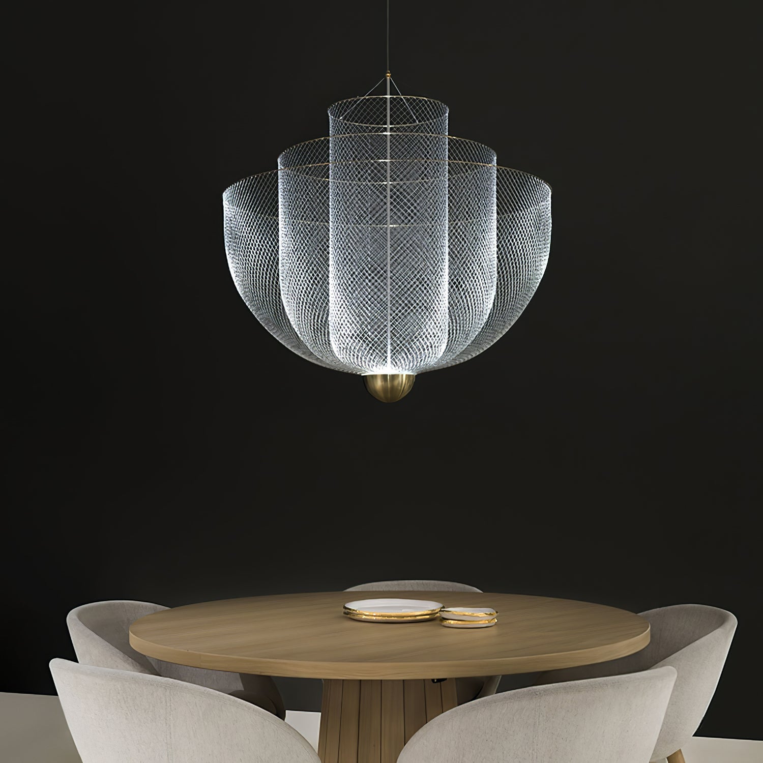 Radiant Wirework LED Pendant Light Mesh Layered Hanging Lamp for Modern Home Decor