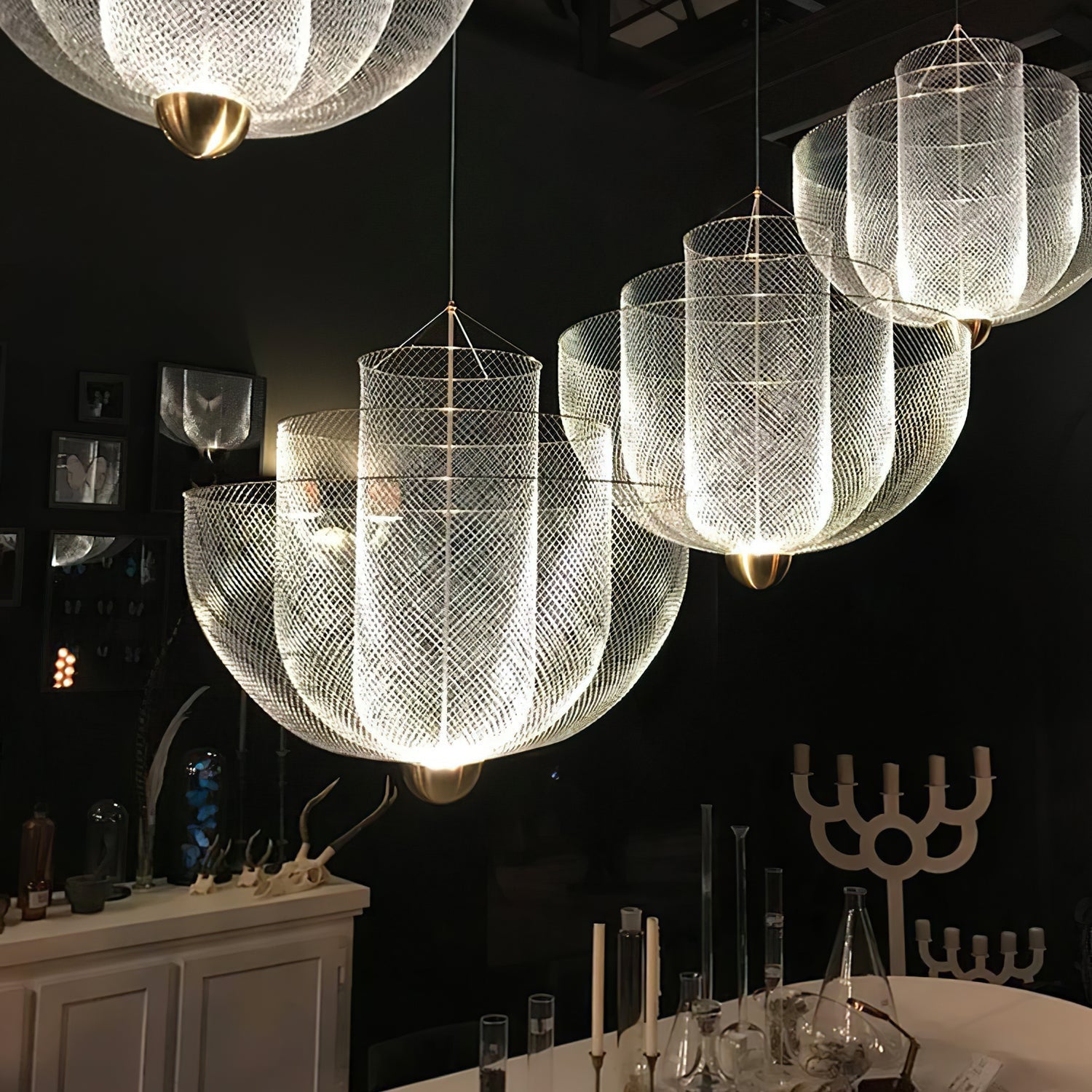 Radiant Wirework LED Pendant Light Mesh Layered Hanging Lamp for Modern Home Decor