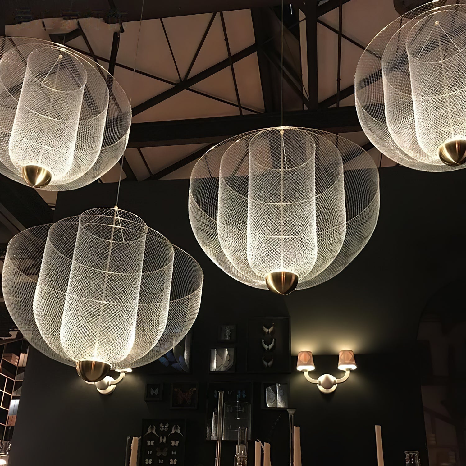 Radiant Wirework LED Pendant Light Mesh Layered Hanging Lamp for Modern Home Decor
