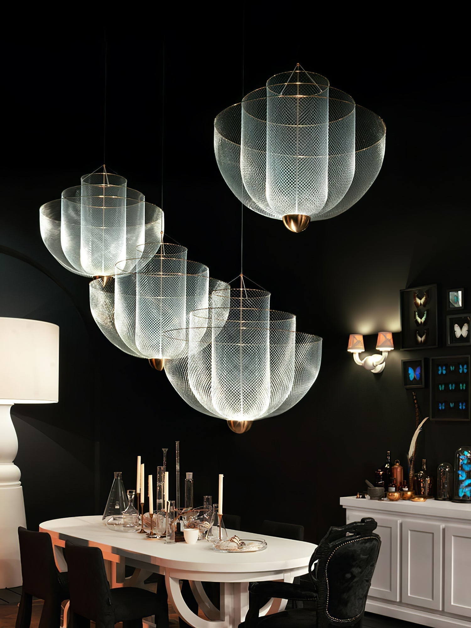Radiant Wirework LED Pendant Light Mesh Layered Hanging Lamp for Modern Home Decor