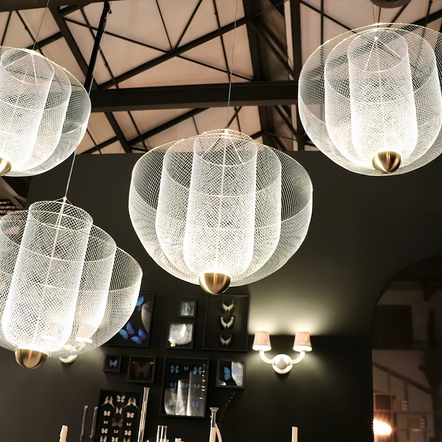 Radiant Wirework LED Pendant Light Mesh Layered Hanging Lamp for Modern Home Decor