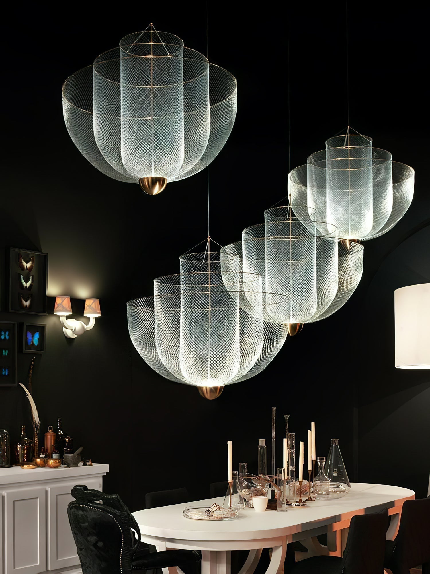 Radiant Wirework LED Pendant Light Mesh Layered Hanging Lamp for Modern Home Decor