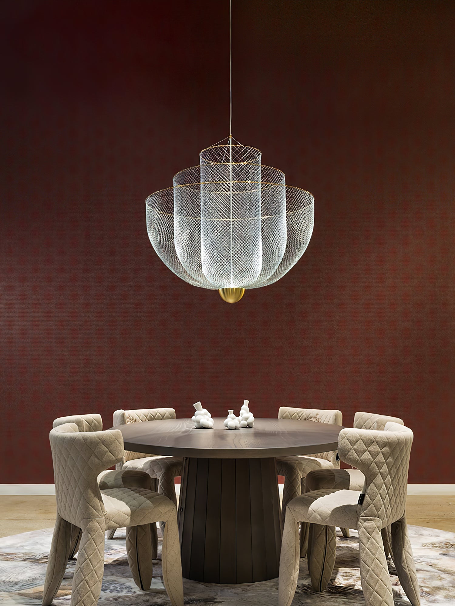 Radiant Wirework LED Pendant Light Mesh Layered Hanging Lamp for Modern Home Decor