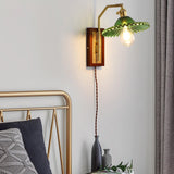 Rafi Modern Bamboo and Glass Sconce Wall Lamp Set of 2 Luxury Brass Indoor Lighting
