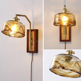 Rafi Modern Bamboo and Glass Sconce Wall Lamp Set of 2 Luxury Brass Indoor Lighting