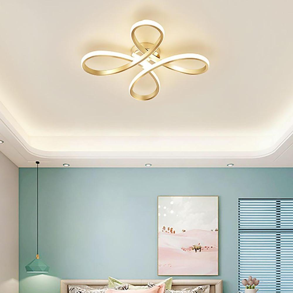 Modern Gold Geometric Flower LED Flush Mount Ceiling Light for Living Room