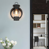 Raindrop Glass Outdoor Wall Sconce with 6W LED Edison Bulb in Classic Black Finish