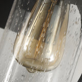 Raindrop Glass Outdoor Wall Sconce with 6W LED Edison Bulb in Classic Black Finish