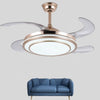 Elegant Gold Retractable Ceiling Fan Chandelier with Integrated LED Light and 4 Blades