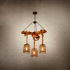 Rattan Wood Farmhouse Chandelier Rustic Vintage Pendant Hanging Light Fixture