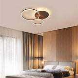 Modern 3 Layer Circle LED Flush Mount Ceiling Light Dimmable 26 Inch White Black Brown