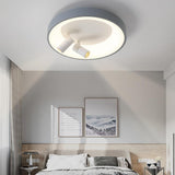 Modern Round LED Flush Mount Ceiling Light White Black Finish for Bedroom and Living Room