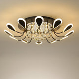 Modern Flower Petal Dimmable LED Crystal Flush Mount Ceiling Lamp