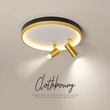 Modern Round LED Flush Mount Ceiling Light with Adjustable Spotlight and Dimmable Remote Control