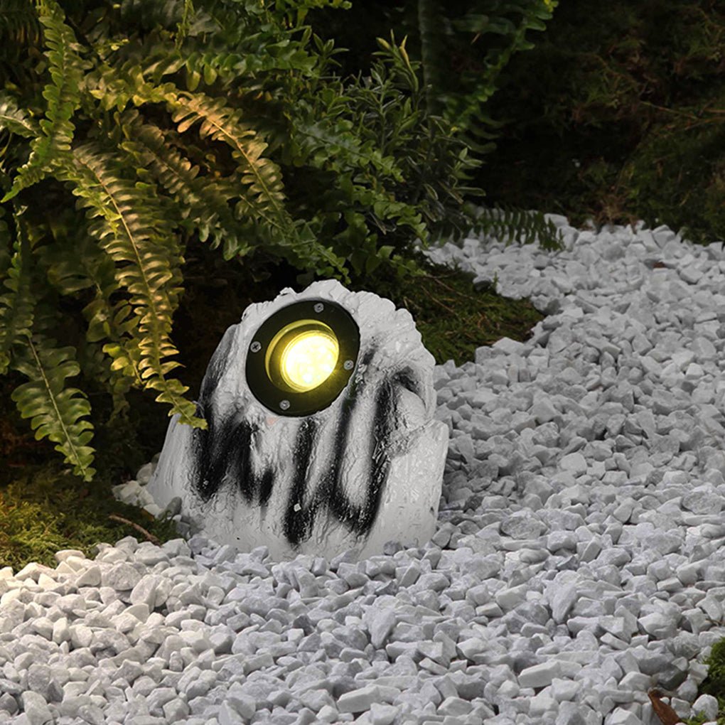 Realistic Resin Stone LED Garden Path Light Waterproof Outdoor Landscape Lamp