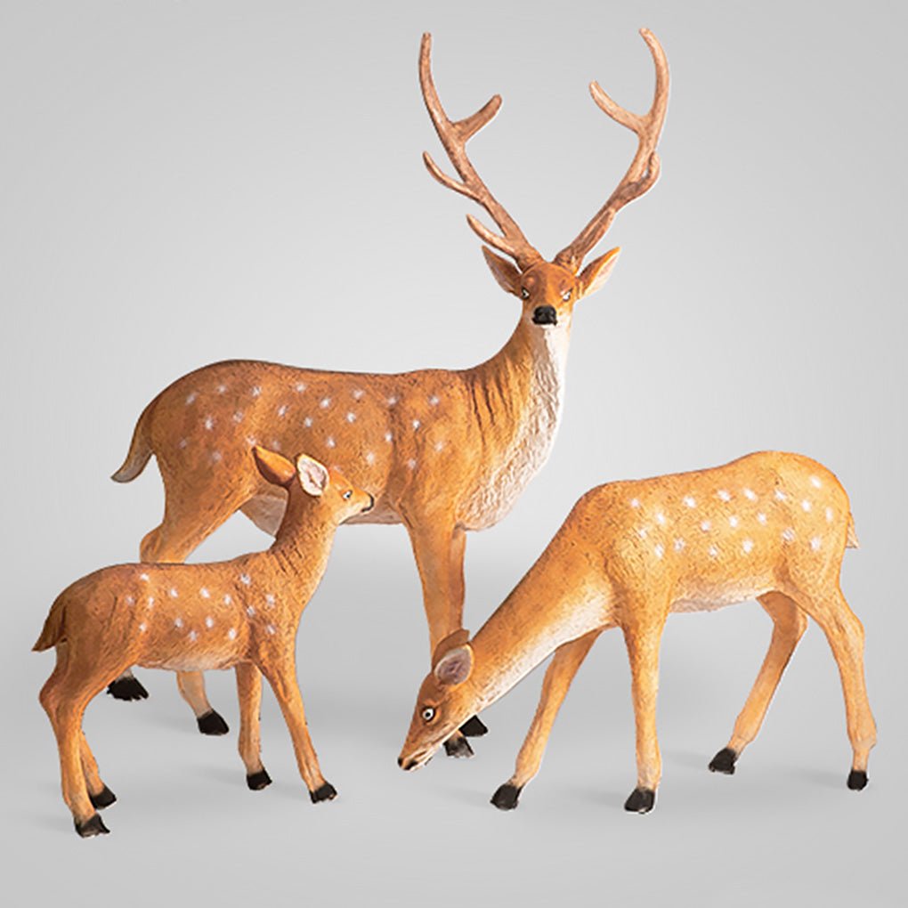 Realistic Sika Deer Resin Outdoor Garden Landscape Light Decorative Animal Sculpture LED Lawn Lamp