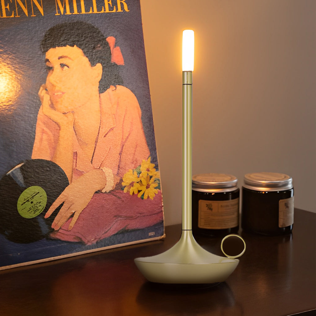 Rechargeable Candle Wick LED Table Lamp Modern Cordless Minimalist Desk Light with Stepless Dimming