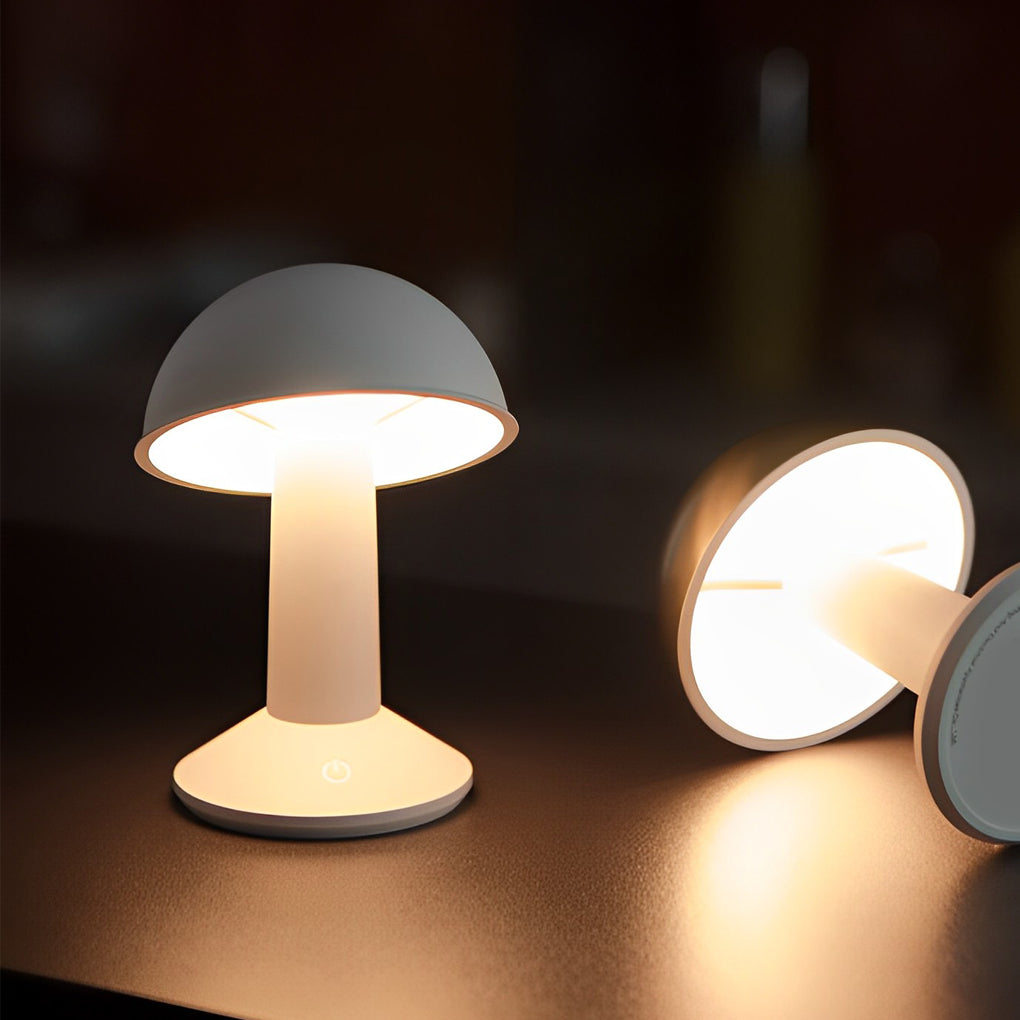 Rechargeable Mushroom LED Table Lamp with Tiltable Shade and Touch Dimmable Warm White Light