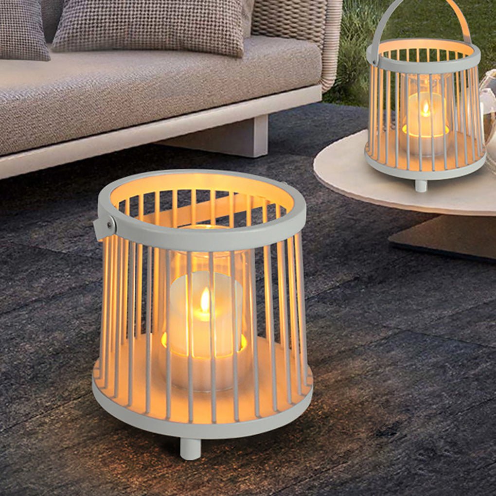 Rechargeable Outdoor Cage Lantern Waterproof Portable Garden Light for Patio and Landscape