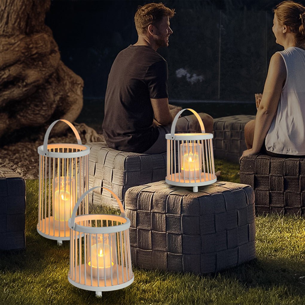 Rechargeable Outdoor Cage Lantern Waterproof Portable Garden Light for Patio and Landscape
