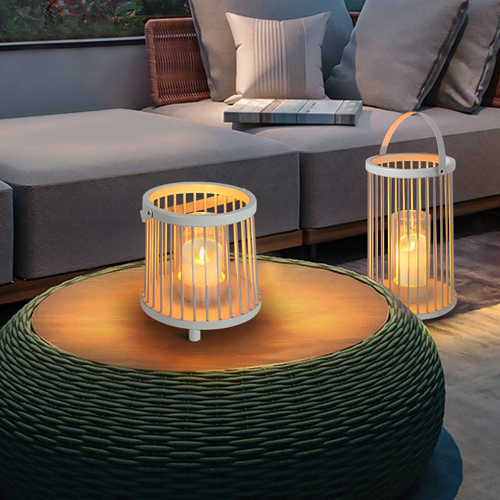 Rechargeable Outdoor Cage Lantern Waterproof Portable Garden Light for Patio and Landscape