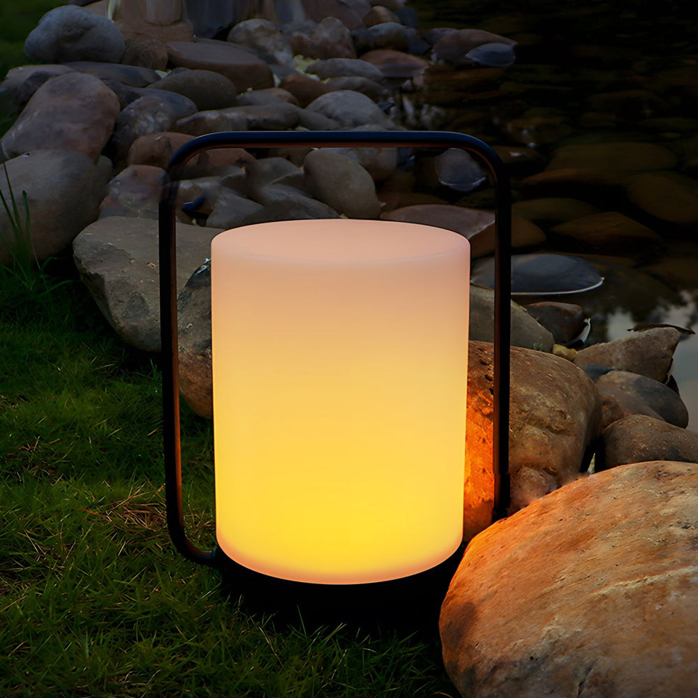 Rechargeable Waterproof Portable LED Table Lamp with RGB Color Changing Mode and Black Metal Handle