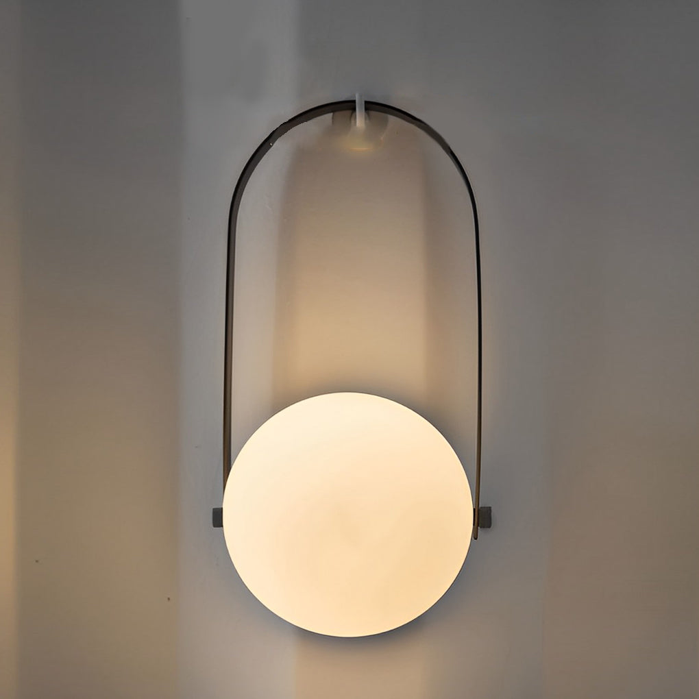 Rechargeable Waterproof RGB LED Table Lamp with Black Handle and Opal Globe Shade